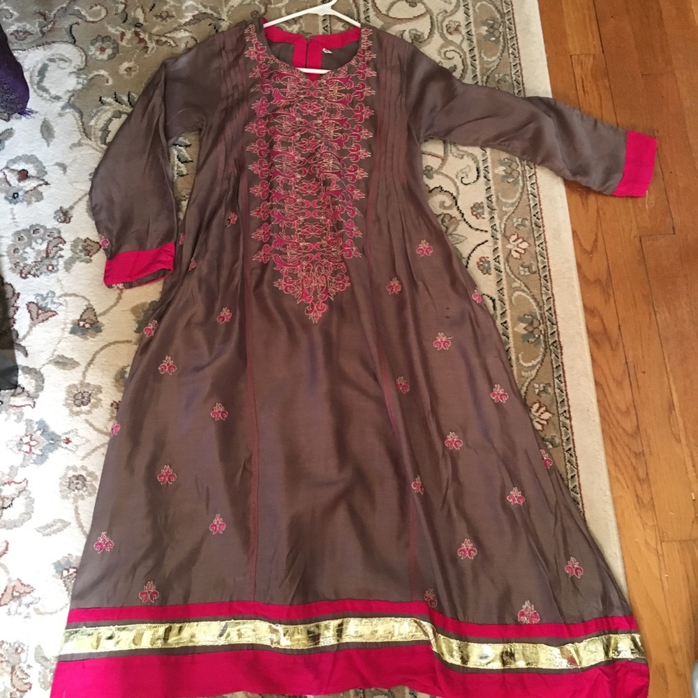 Pink and Brown Anarkali